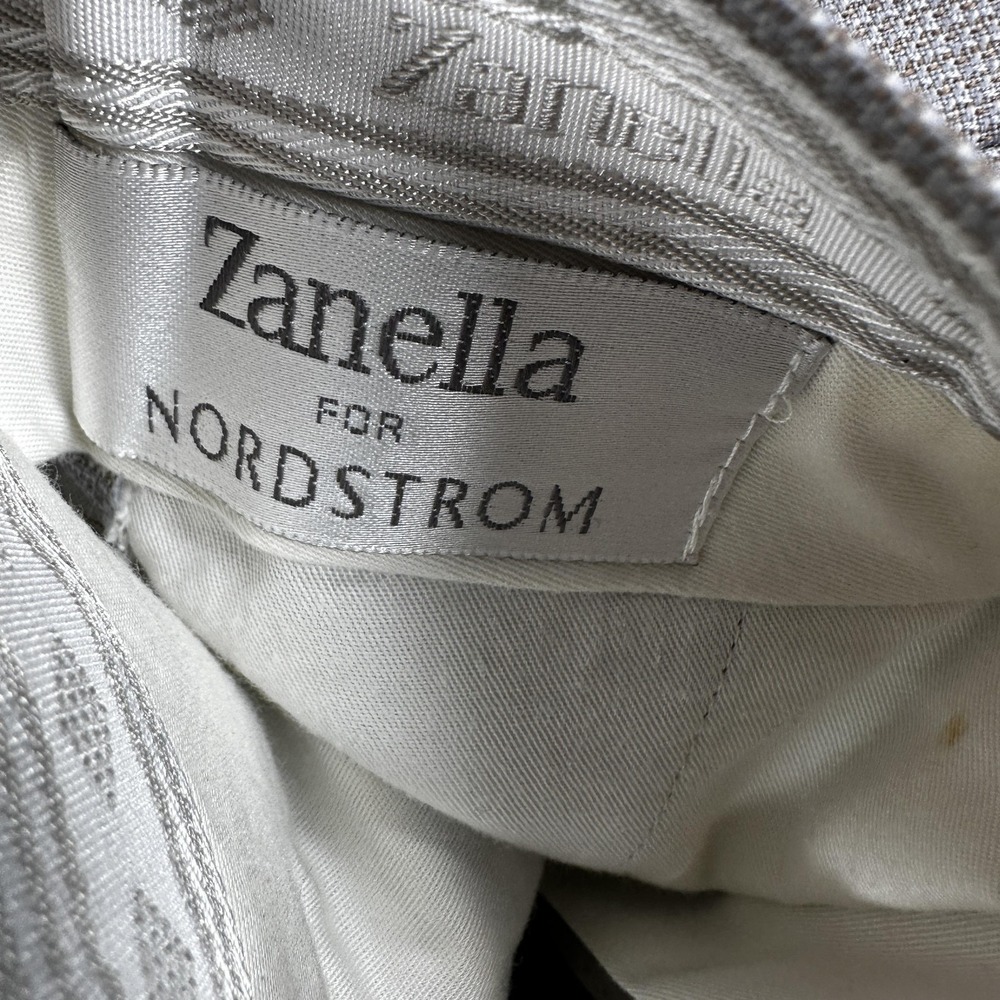 Zanella Austin Dress Pants Mens 35x28 Gray Check Pleated Cuffed Made In Italy - Picture 6 of 12